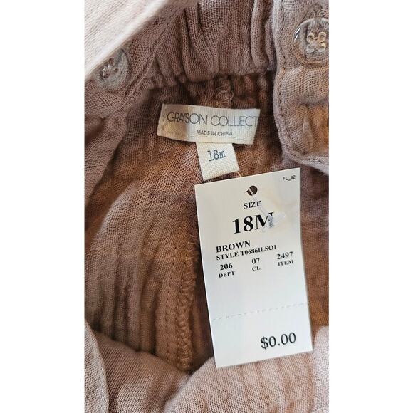 NEW Grayson Collective Baby Overall 18 Mos One Piece Taupe Soft Cotton Jumpsuit - Picture 3 of 7